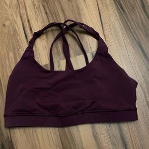 Lululemon Criss cross sports bra. Maroon. good condition only worn a few times.
